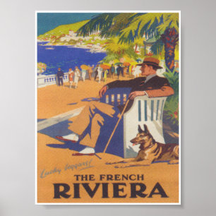Poster Viagens vintage de Cães do Riviera