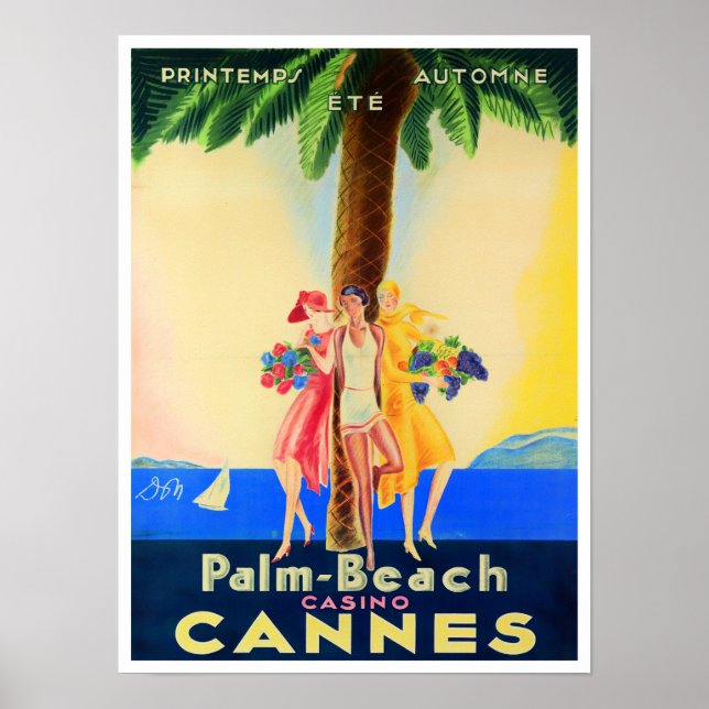 Poster Viagens vintage de Cannes France (Frente)