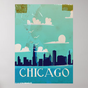 Pôster viagens vintage de Chicago