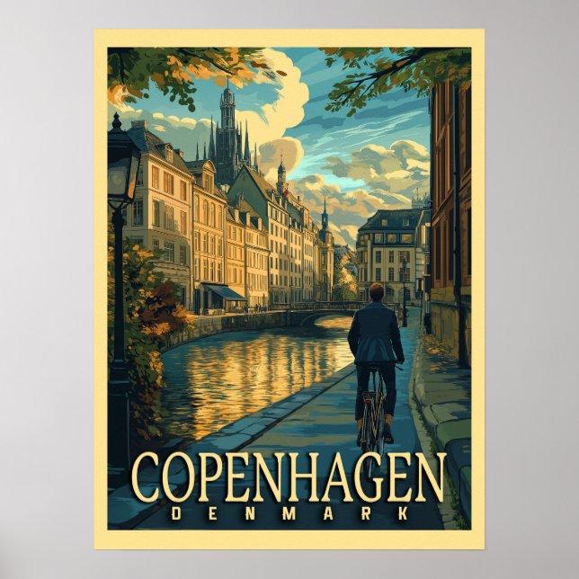 Poster Viagens vintage de Copenhaga (Frente)