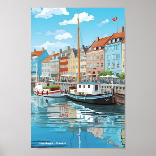 Poster Viagens vintage de Copenhagen Denmark