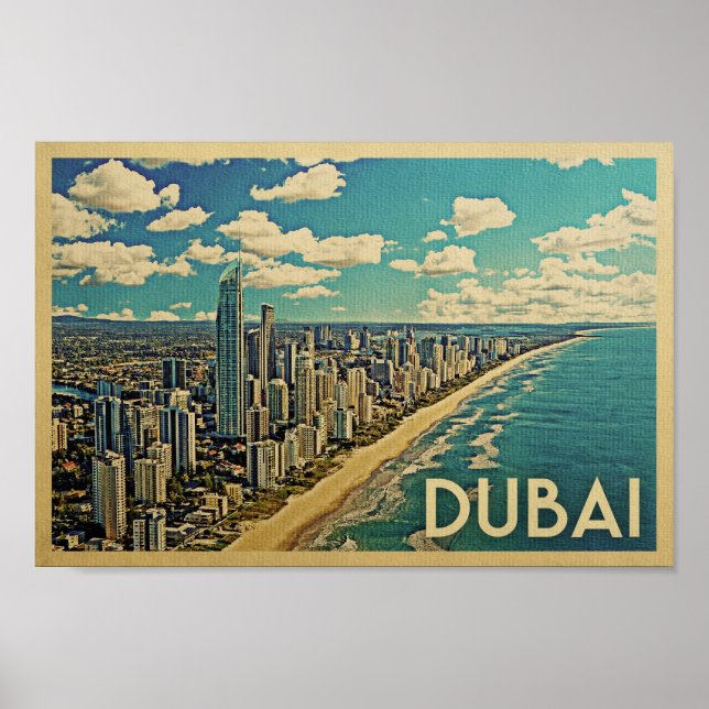 Pôster Viagens vintage de Dubai (Frente)