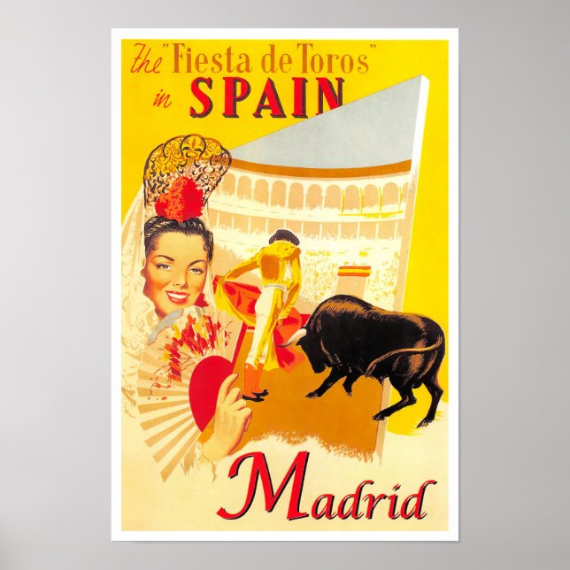 Poster Viagens vintage de Espanha Madrid (Frente)