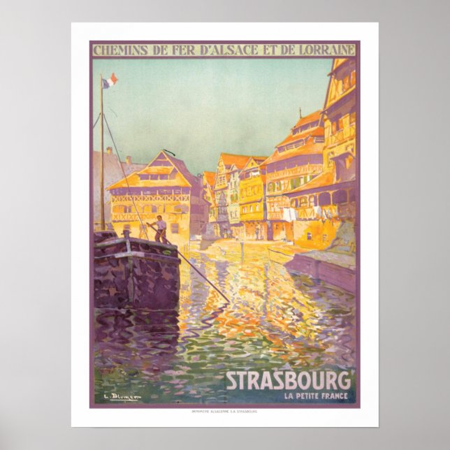 Pôster Viagens vintage de Estrasburgo (Frente)