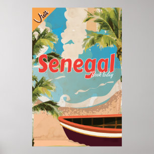 Poster Viagens vintage de férias no Senegal.