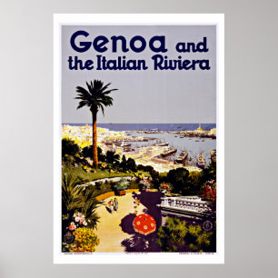 Pôster Viagens vintage de Genoa Genebra Italia