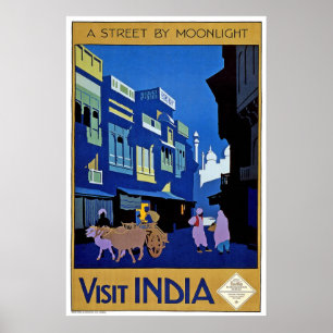 Poster Viagens vintage de India da visita