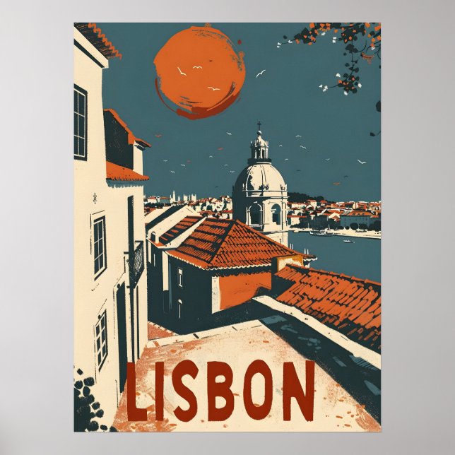 Poster Viagens vintage de Lisboa e arte (Frente)