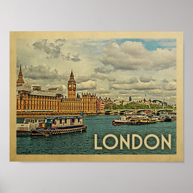 Poster Viagens vintage de Londres (Frente)