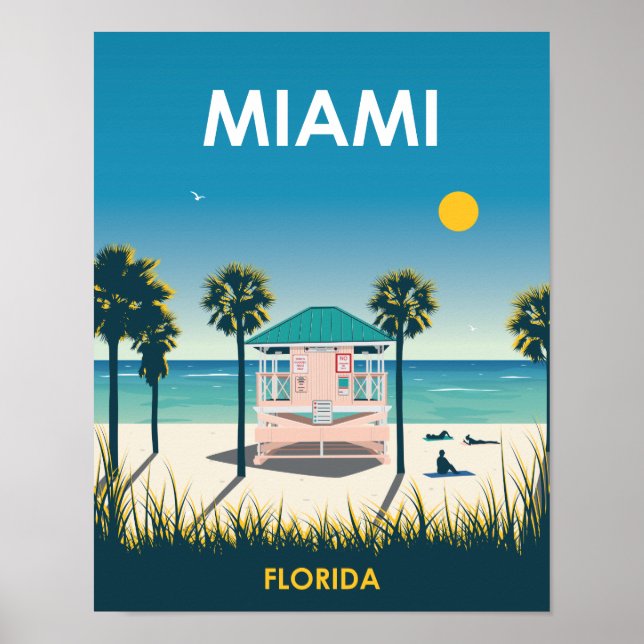 Poster Viagens vintage de Miami Beach Florida (Frente)