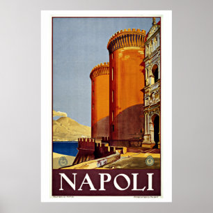 Poster Viagens vintage de Napoli Nápoles Italia