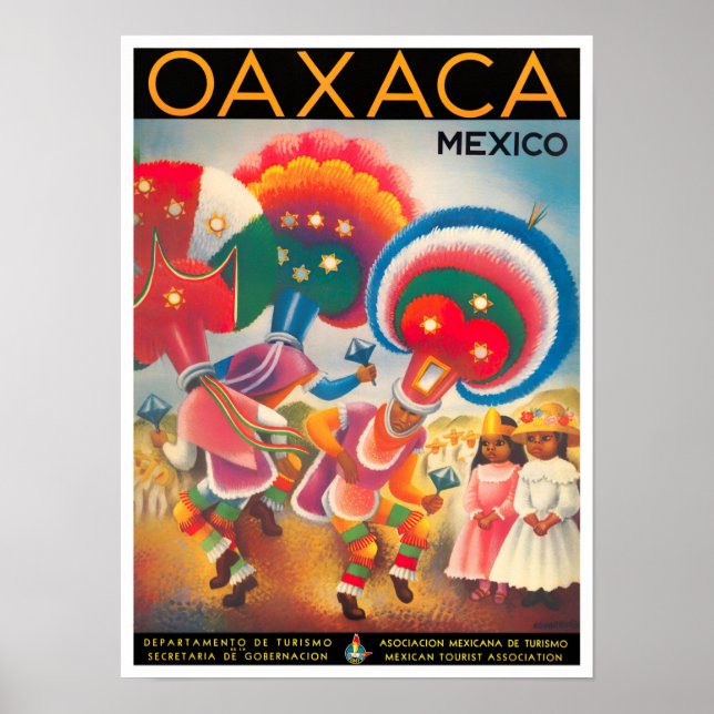 Poster Viagens vintage de Oaxaca do México (Frente)