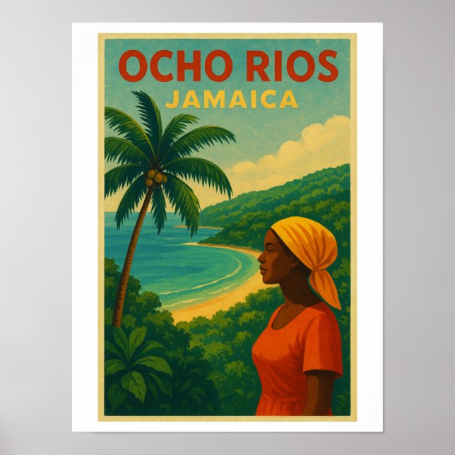 Poster Viagens vintage de Ocho Rios - Jamaica (Frente)