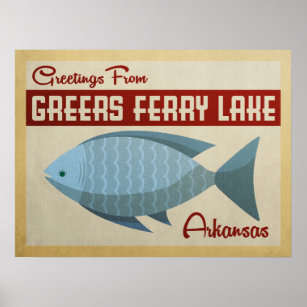 Poster Viagens vintage de peixes do Lago Ferry