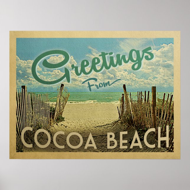 Poster Viagens vintage de praia de cacau (Frente)
