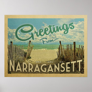 Poster Viagens vintage de praia Narragansett