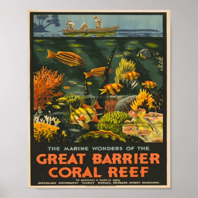 Poster Viagens vintage de Queensland (Frente)