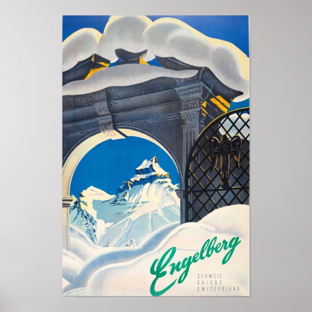 Poster Viagens vintage de Suiça Engelberg (Frente)