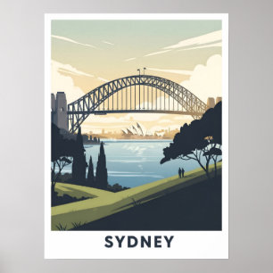Poster Viagens vintage de Sydney harbor