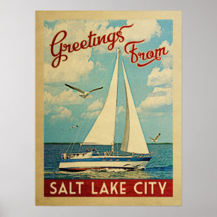Poster Viagens vintage de veleiros de Salt Lake City Utah