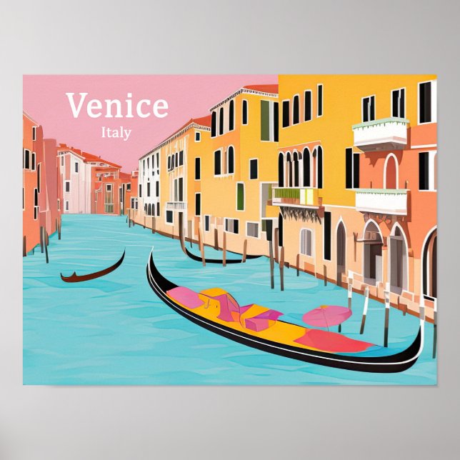 Poster Viagens vintage de Veneza (Frente)