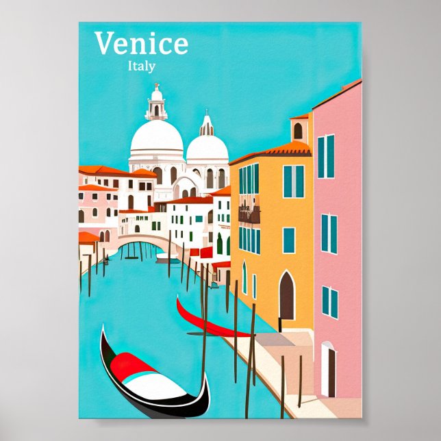 Poster Viagens vintage de Veneza (Frente)