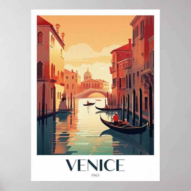 Poster Viagens vintage de Veneza (Frente)