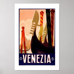 Pôster Viagens vintage de Veneza Itália