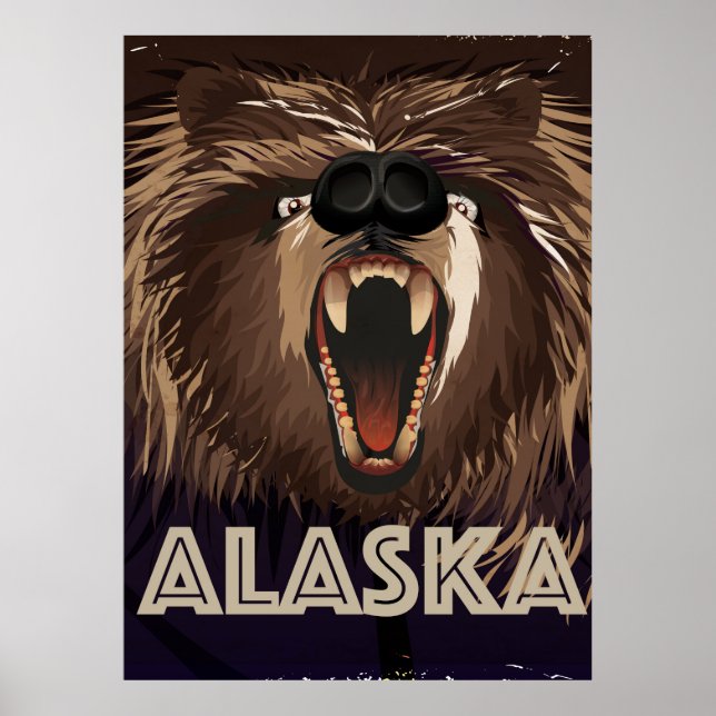 Poster Viagens vintage do Alasca (Frente)