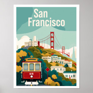 Poster Viagens vintage do Cabo Vermelho de San Francisco