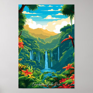 Poster Viagens vintage do Caribe Costa Rica