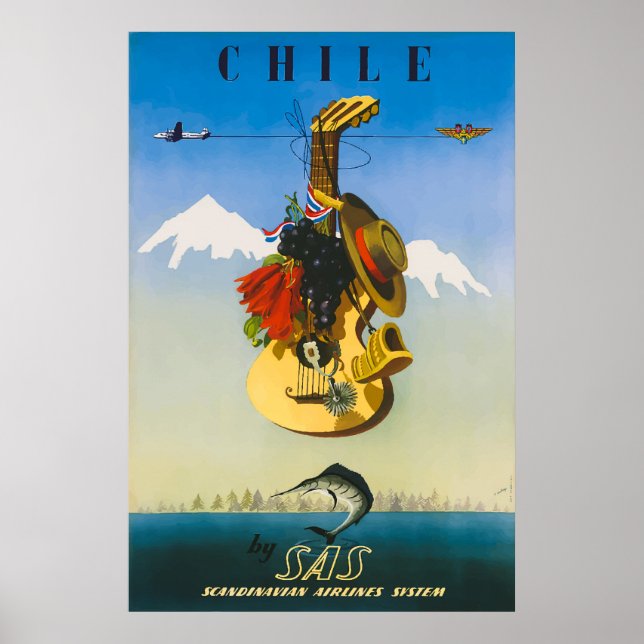 Poster Viagens vintage do Chile (Frente)