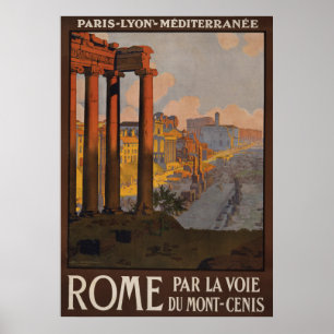 Poster Viagens vintage Do Fórum Romano No Amanhecer.