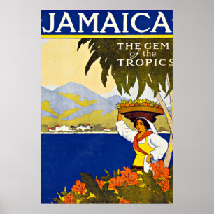 Pôster Viagens vintage do mar das caraíbas de Jamaica