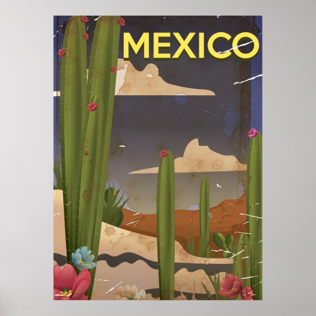 Poster Viagens vintage do México. (Frente)