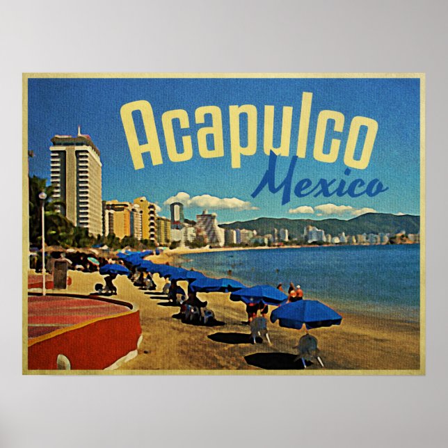 Pôster Viagens vintage do México Acapulco (Frente)