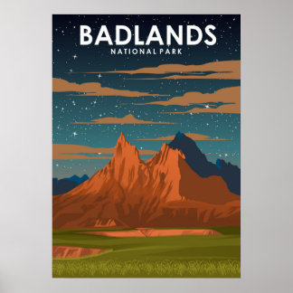 Poster Viagens vintage do Parque Nacional das Badlands