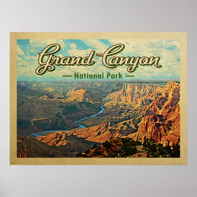 Poster Viagens vintage do Parque Nacional Grand Canyon (Frente)