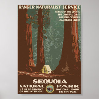 Pôster Viagens vintage do Parque Nacional Sequoia