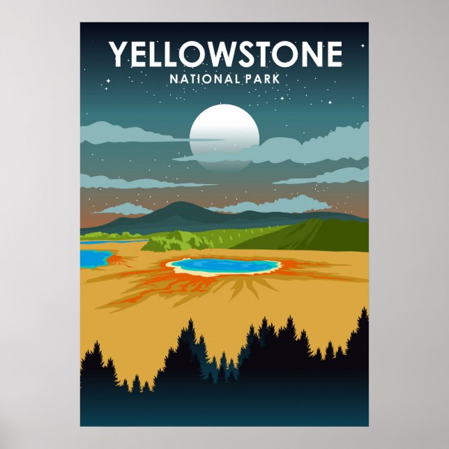 Poster Viagens vintage do Parque Nacional Yellowstone (Frente)