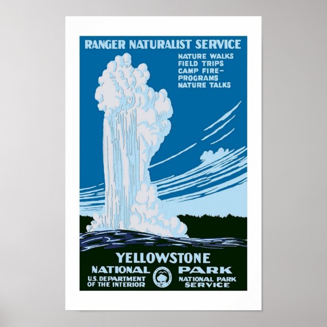 Pôster Viagens vintage do Parque Yellowstone (Frente)