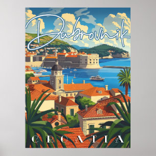 Poster Viagens vintage Dubrovnik Croácia