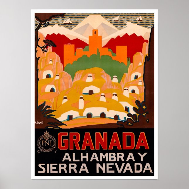 Poster Viagens vintage Espanha Granada (Frente)