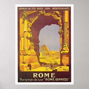 Pôster Viagens vintage expressas de Roma, Italia "Roma"