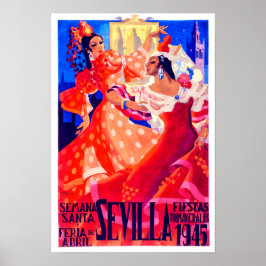 Poster viagens vintage Feria de Sevilla, 1945