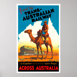 Poster Viagens vintage Ferroviária Trans-Australiana