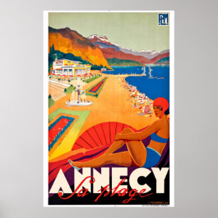 Poster Viagens vintage França - Anceia a la plage