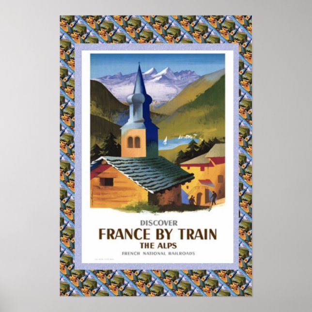 Pôster Viagens vintage, França de comboio (Frente)