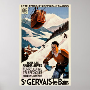 Poster Viagens vintage França - Rua Gervais Les Bain