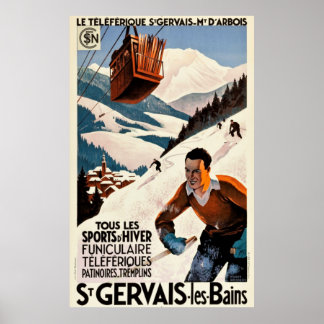 Poster Viagens vintage França - Rua Gervais Les Bain